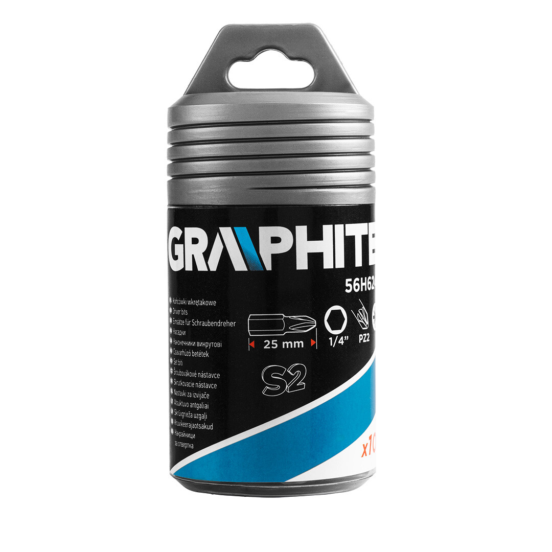 GRAPHITE Skrutkovacie bity PZ2 x 25 mm, 100 ks. 56H624
