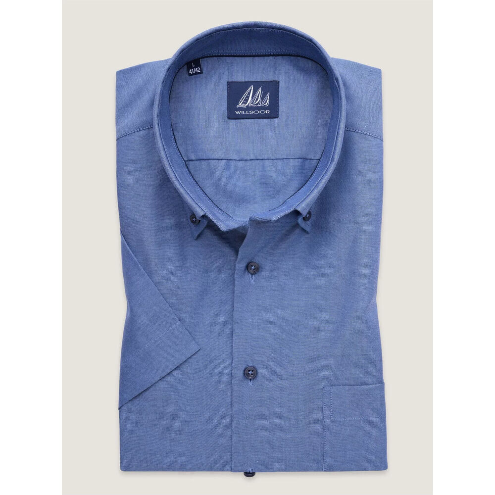 Pánska modrá košeľa slim fit s golierom na gombíky 18258