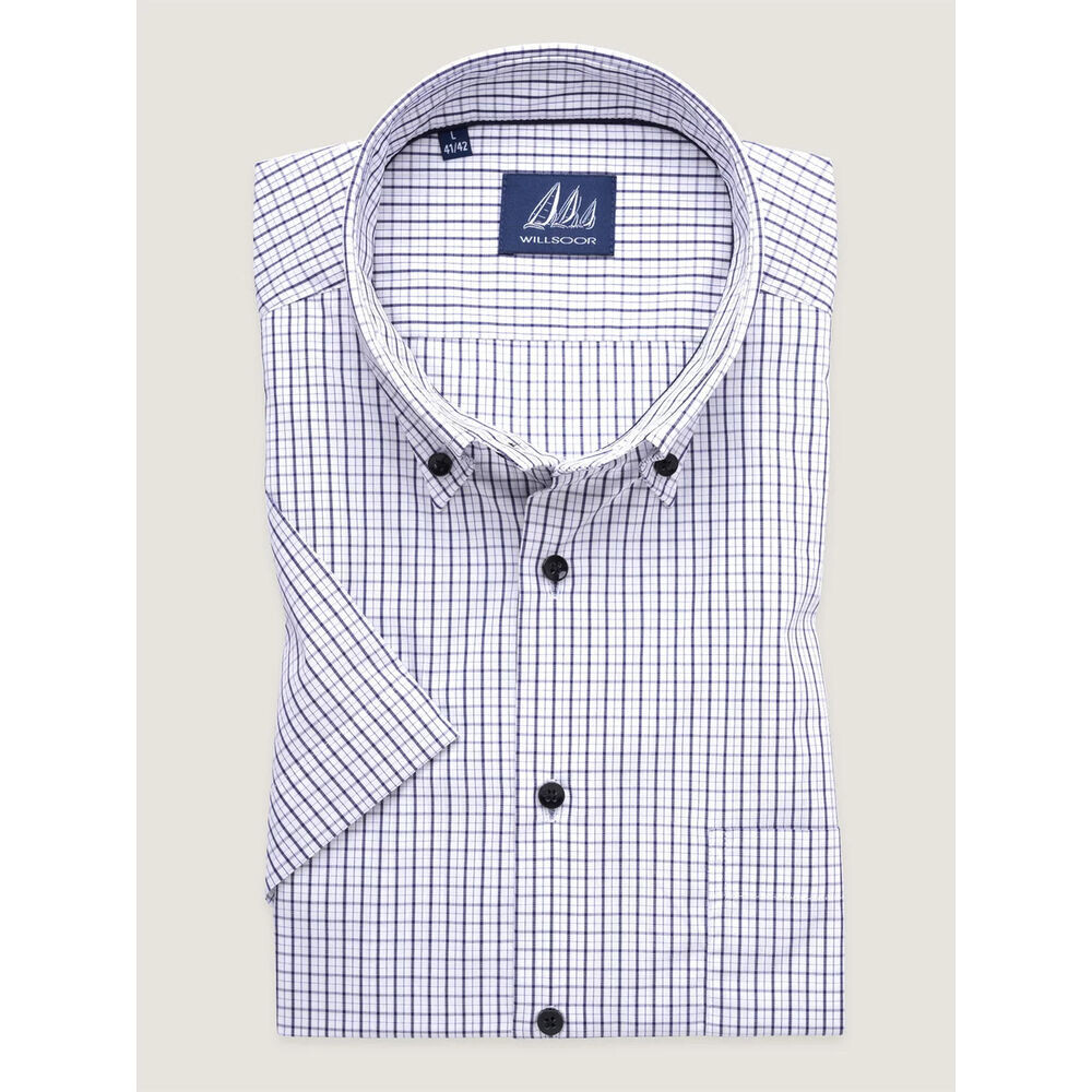 Pánska košeľa klasického strihu s bielo-modrým károvaným vzorom 18267