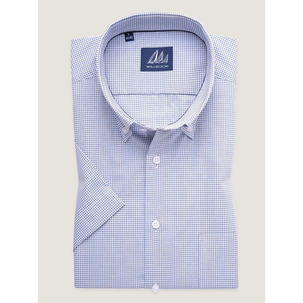 Pánska košeľa slim fit s modrým károvaným vzorom 18268