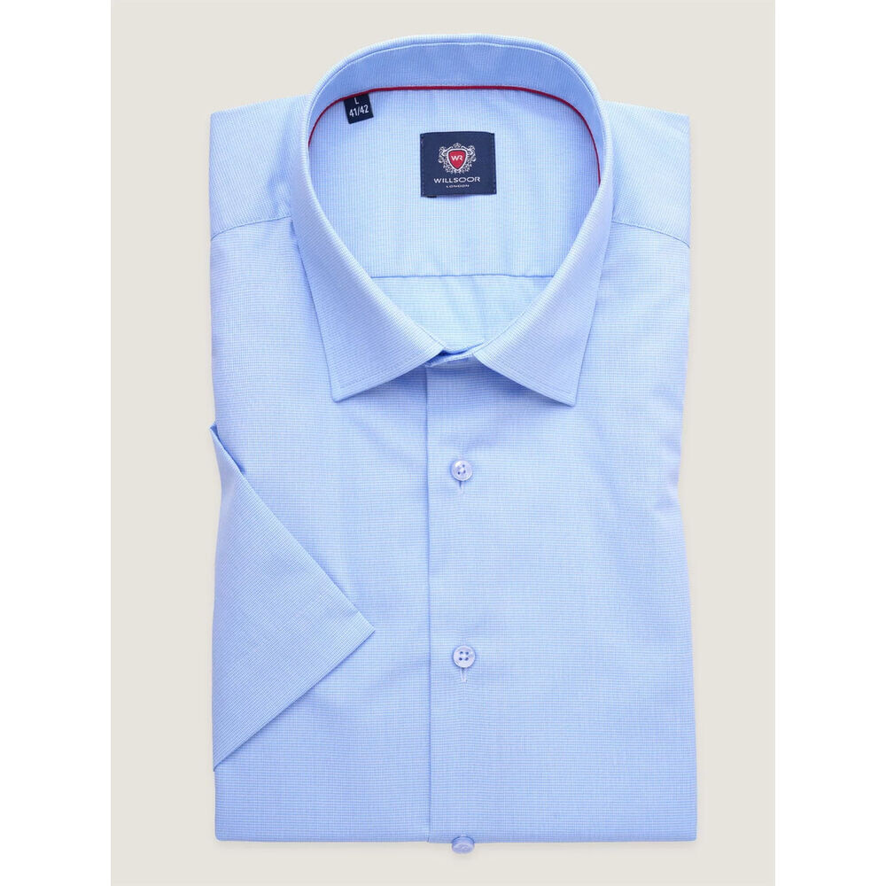 Pánska modrá košeľa slim fit s jemným vzorom 18284