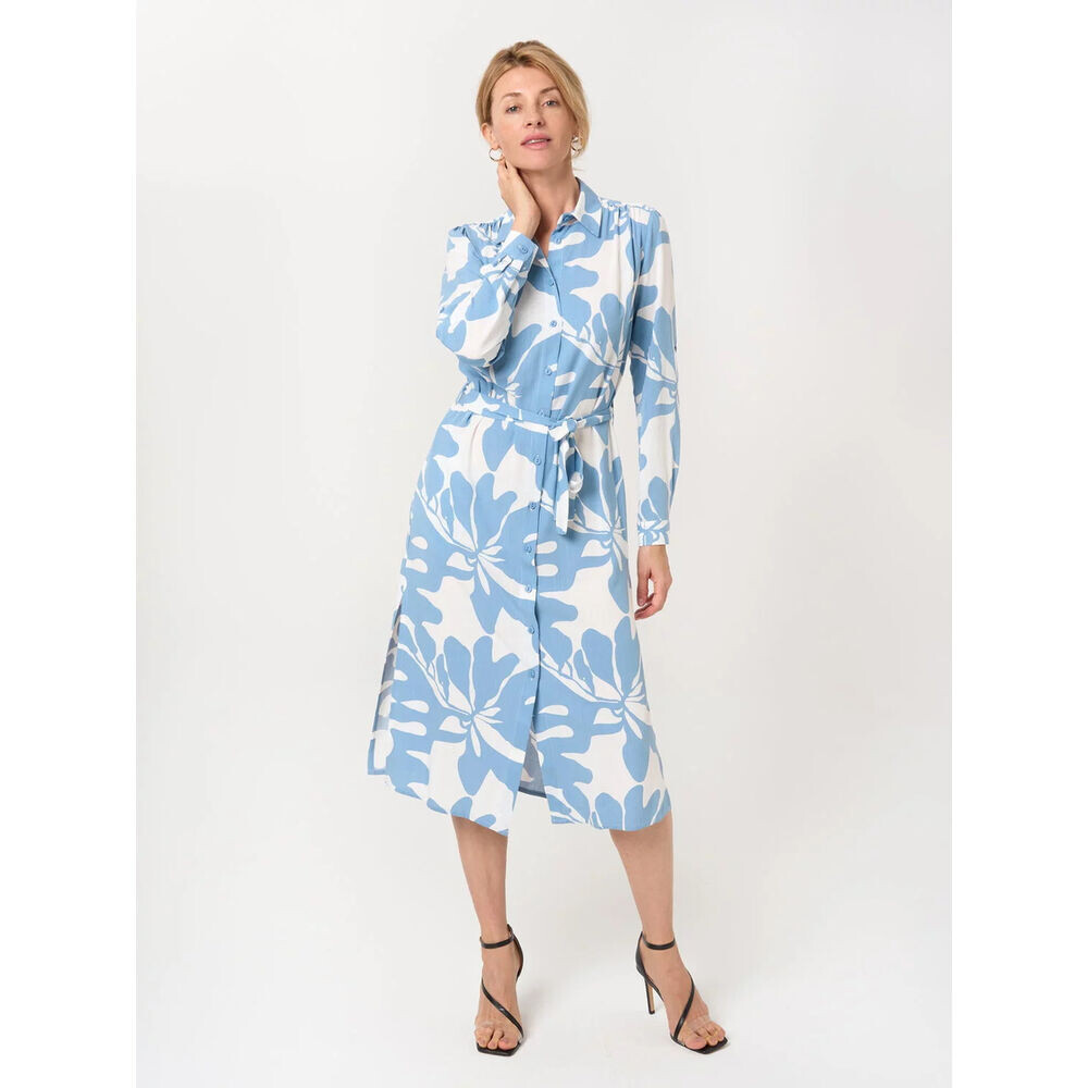 Dámske košeľové šaty s modro-bielym kvetinovým vzorom 18301