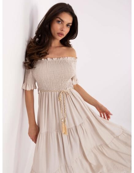 Béžové letné šaty s bodkami