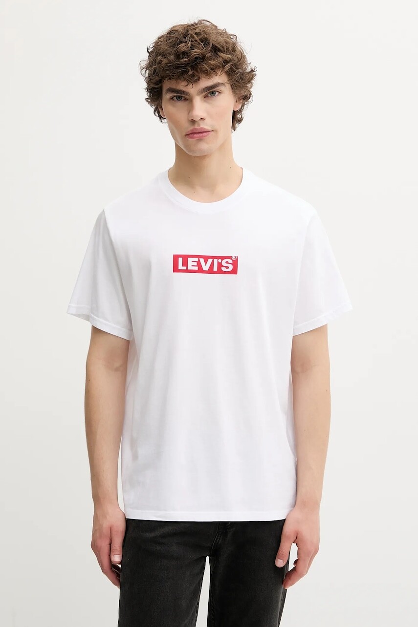 Bavlnené tričko Levi's pánske, biela farba, s nášivkou, A2082