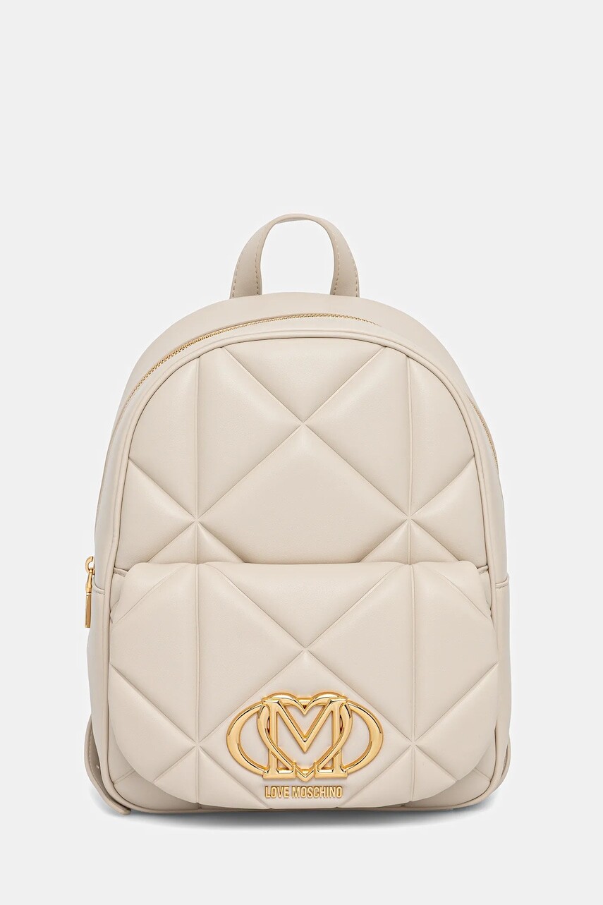 Ruksak Love Moschino dámsky, béžová farba, malý, jednofarebný, JC4037PP1NLC0110