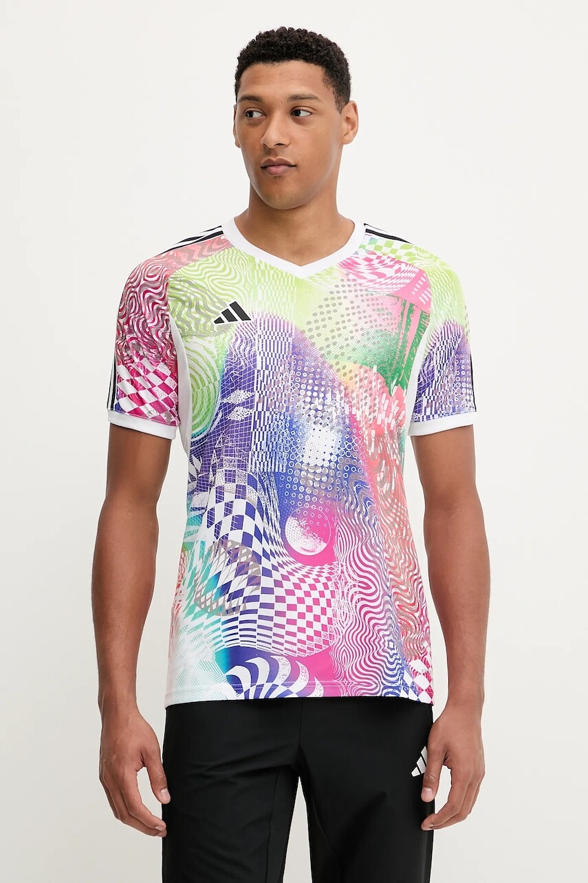 Tréningové tričko adidas Performance PRIDE biela farba, vzorované, JL8097