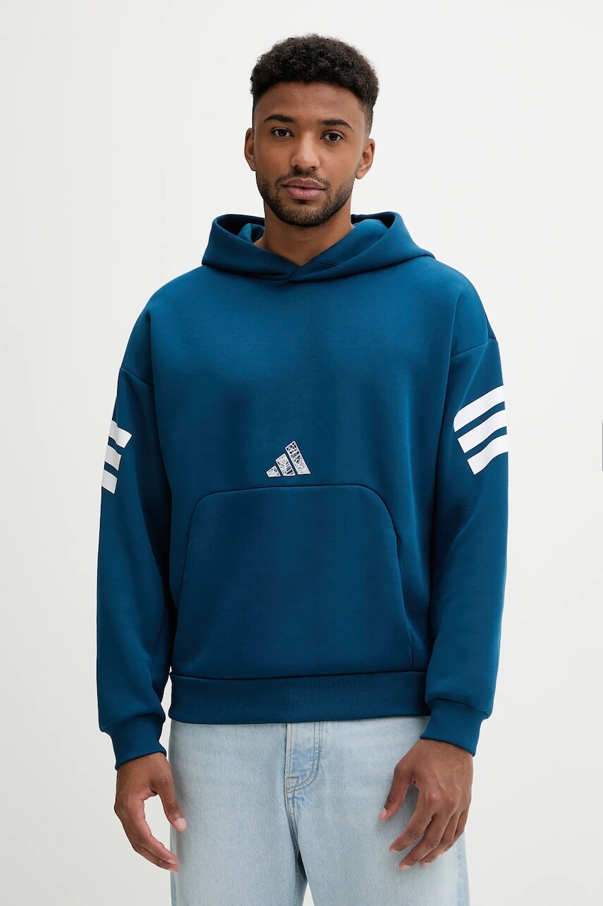 Mikina adidas Spiderman Hoo modrá farba, s kapucňou, s potlačou, JL7975