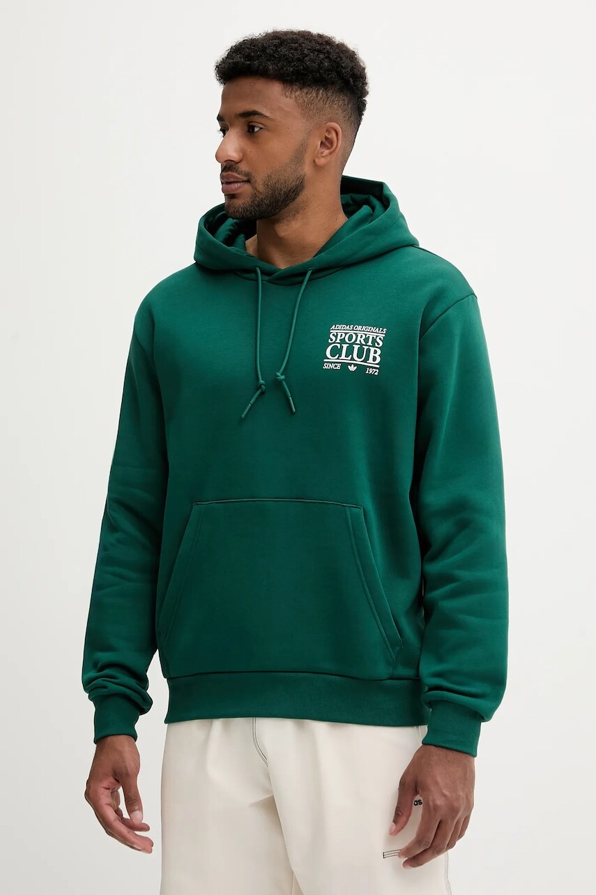 Bavlnená mikina adidas Originals Graphic Hoodie zelená farba, s kapucňou, s potlačou, JX3059