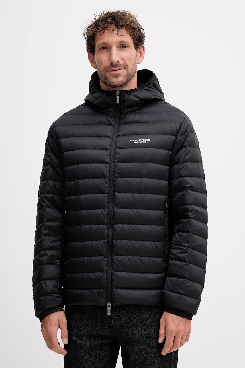 Páperová bunda Armani Exchange čierna farba, prechodná, XM001577 AF16927