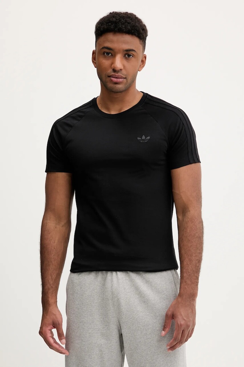 Tričko adidas Originals 3-Stripes pánske, čierna farba, jednofarebné, JX1542