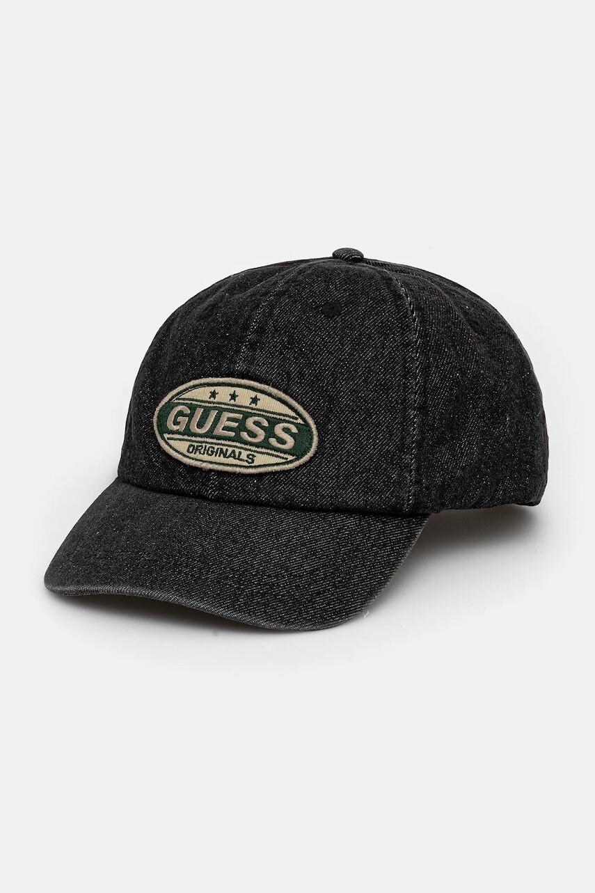Džínsová šiltovka Guess Originals VINTAGE čierna farba, M5YZ05 WHGF0
