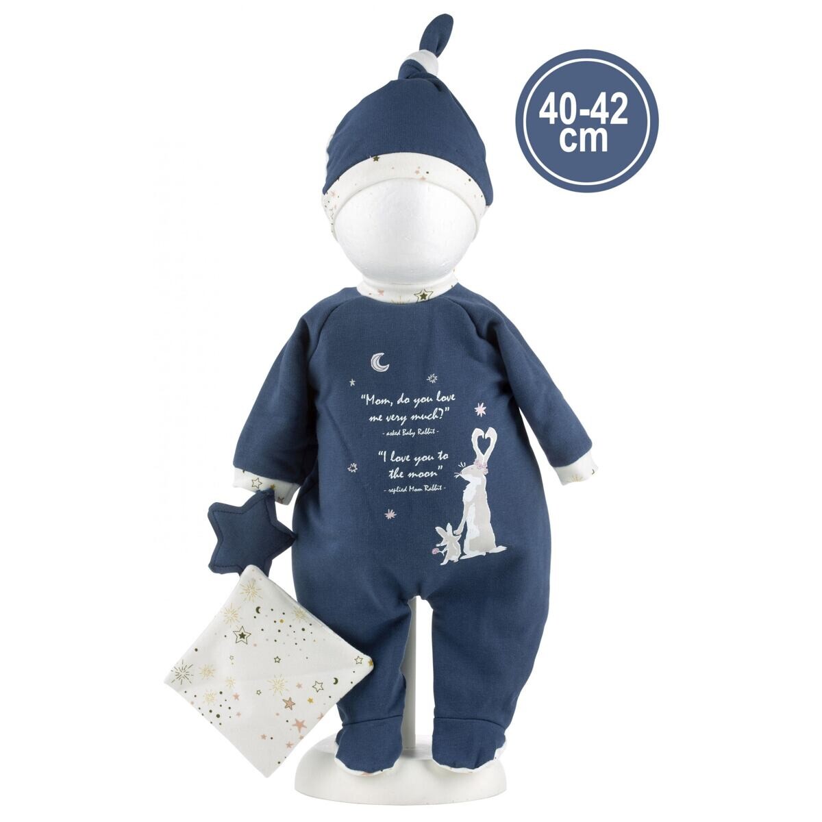 Llorens M741-12 Obleček pre bábiku bábätko NEW BORN veľkosti 40–42 cm s doplnkami