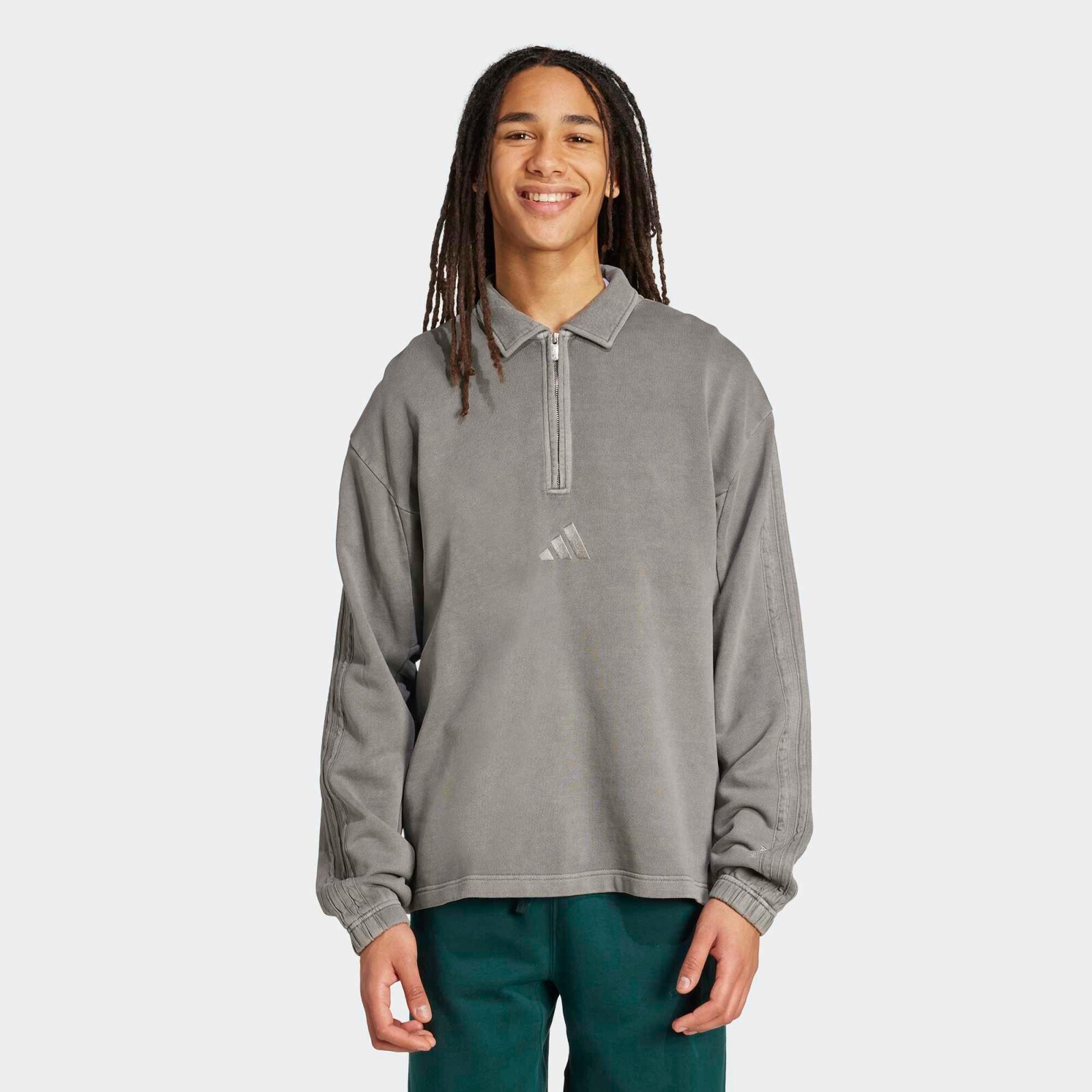 ADIDAS ALL SZN froté mikina s vyblednutým vzhľadom čierna