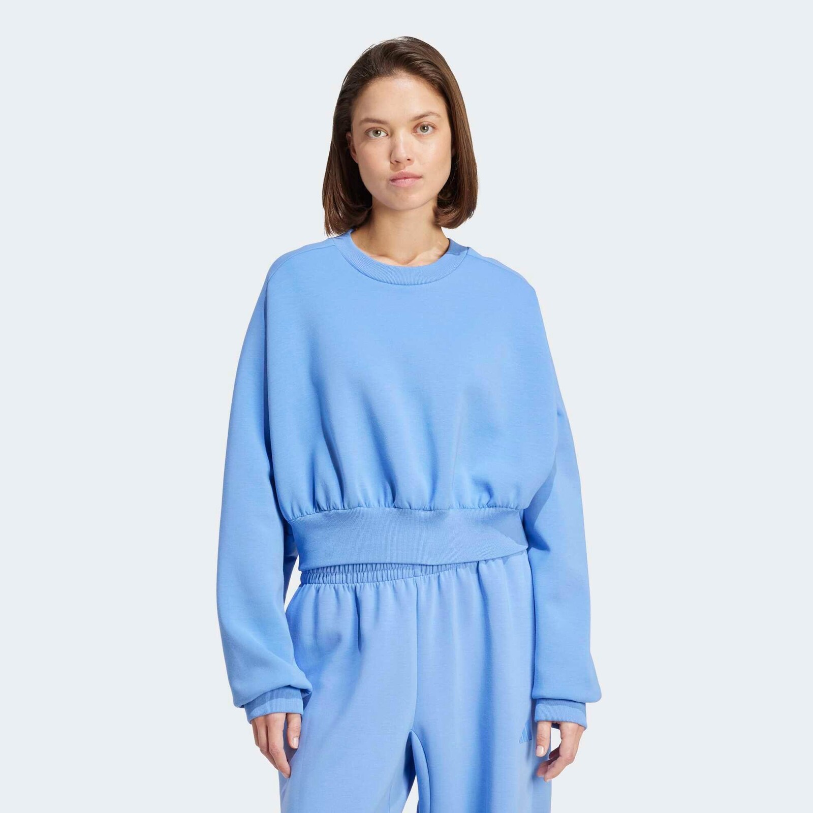 ADIDAS ALL SZN dámska voľná luxusná mikina s crop strihom modrá