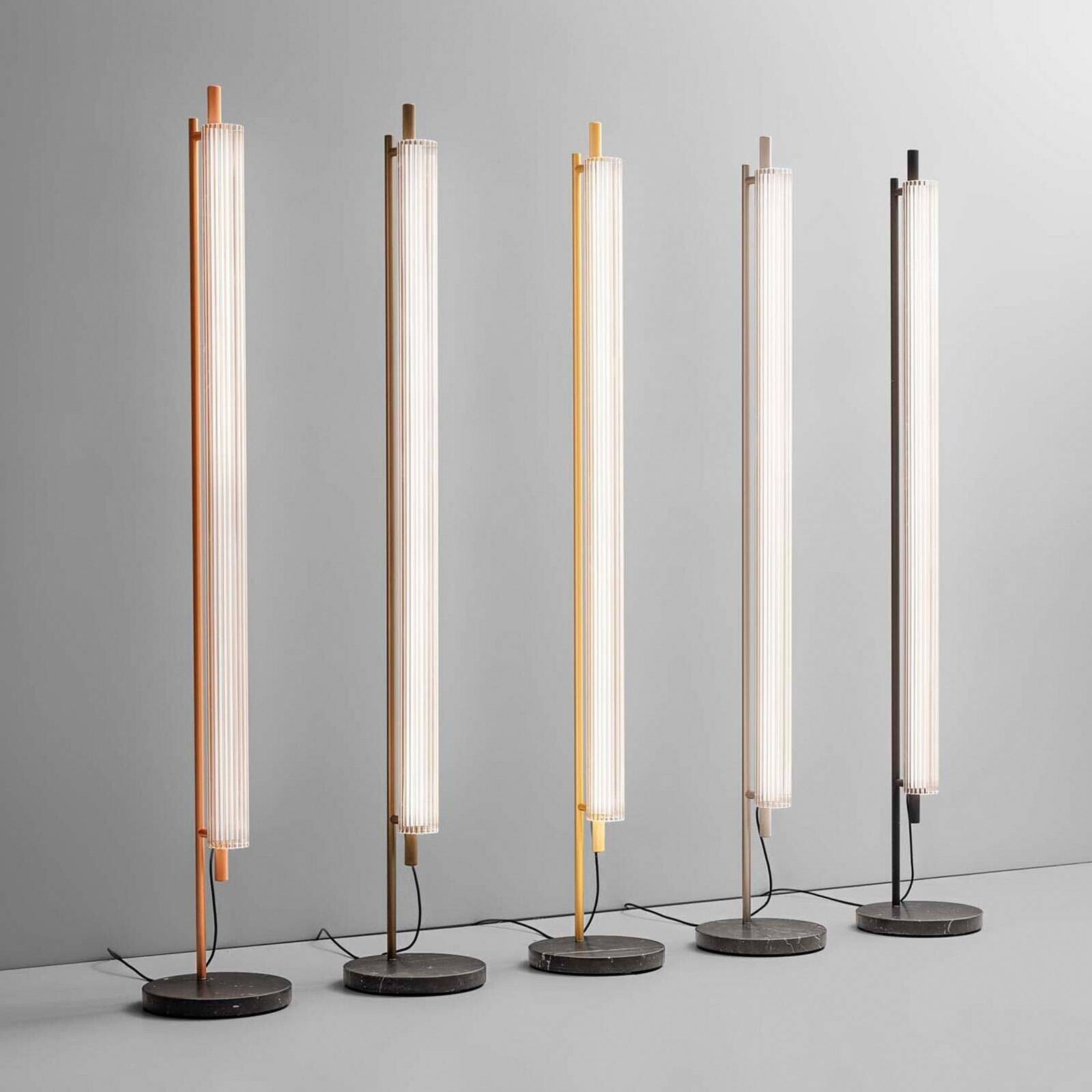 OLEV LED stojacia lampa TRISEL, hnedá, kov, 2700 K, stmievateľné