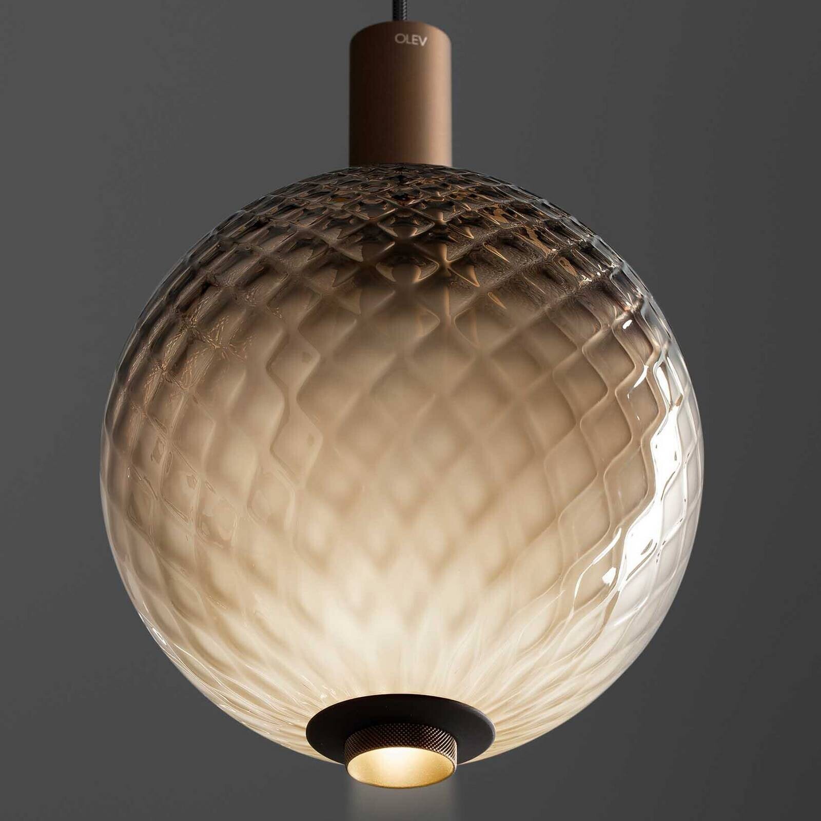OLEV LED závesné svietidlo BEAM STICK NUANCE BALLOTON hnedé Ø 20 cm 927