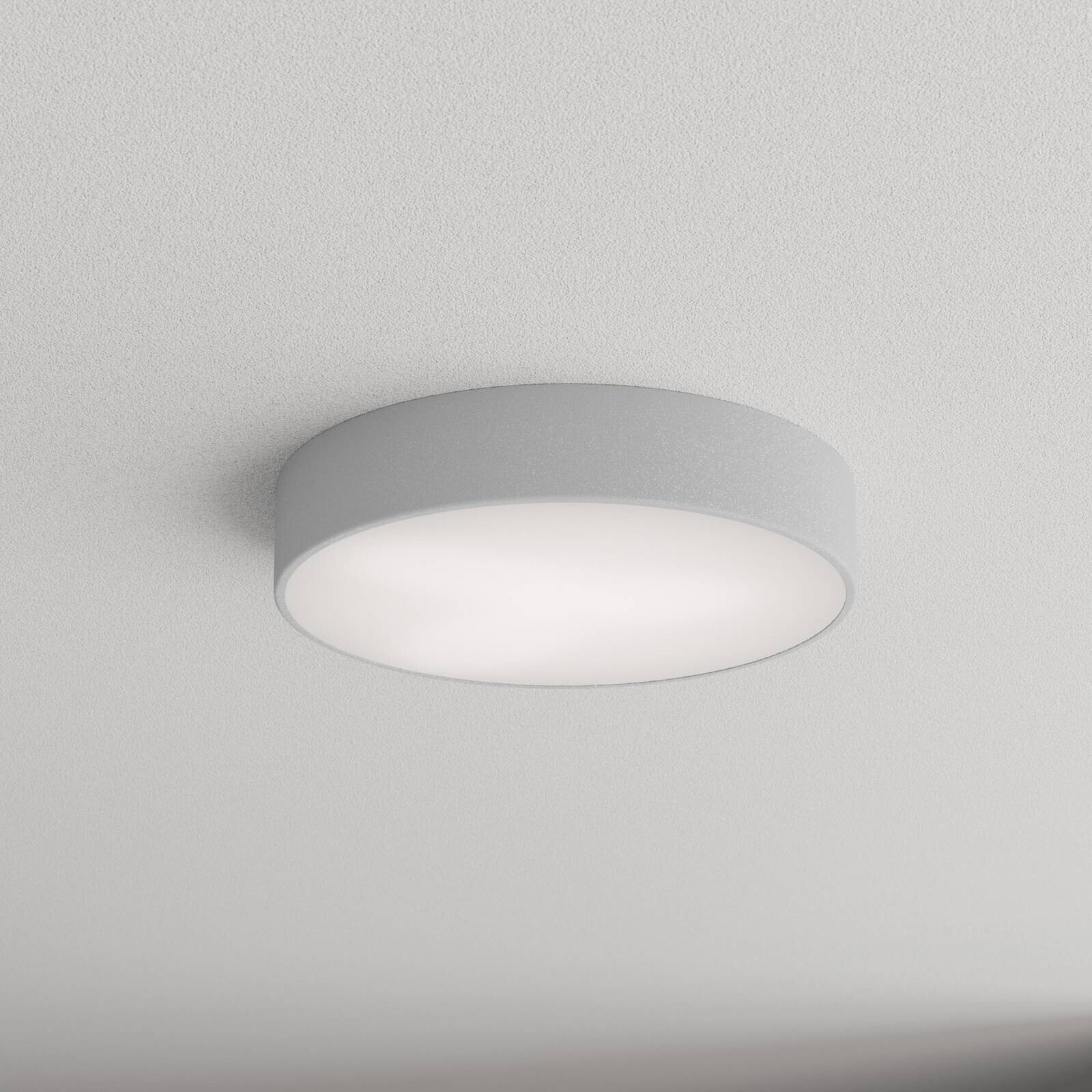 Stropné svietidlo Cleo 400, sivé, senzor, IP54, Ø 40 cm, kov