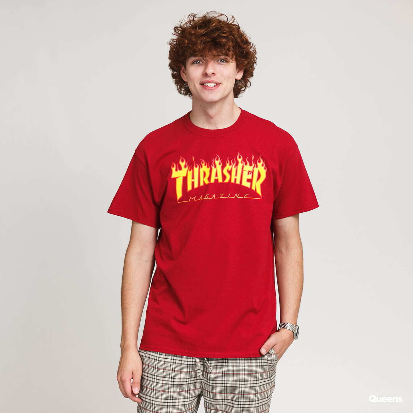 Tričko Thrasher Flame Logo Tee Dark Red M