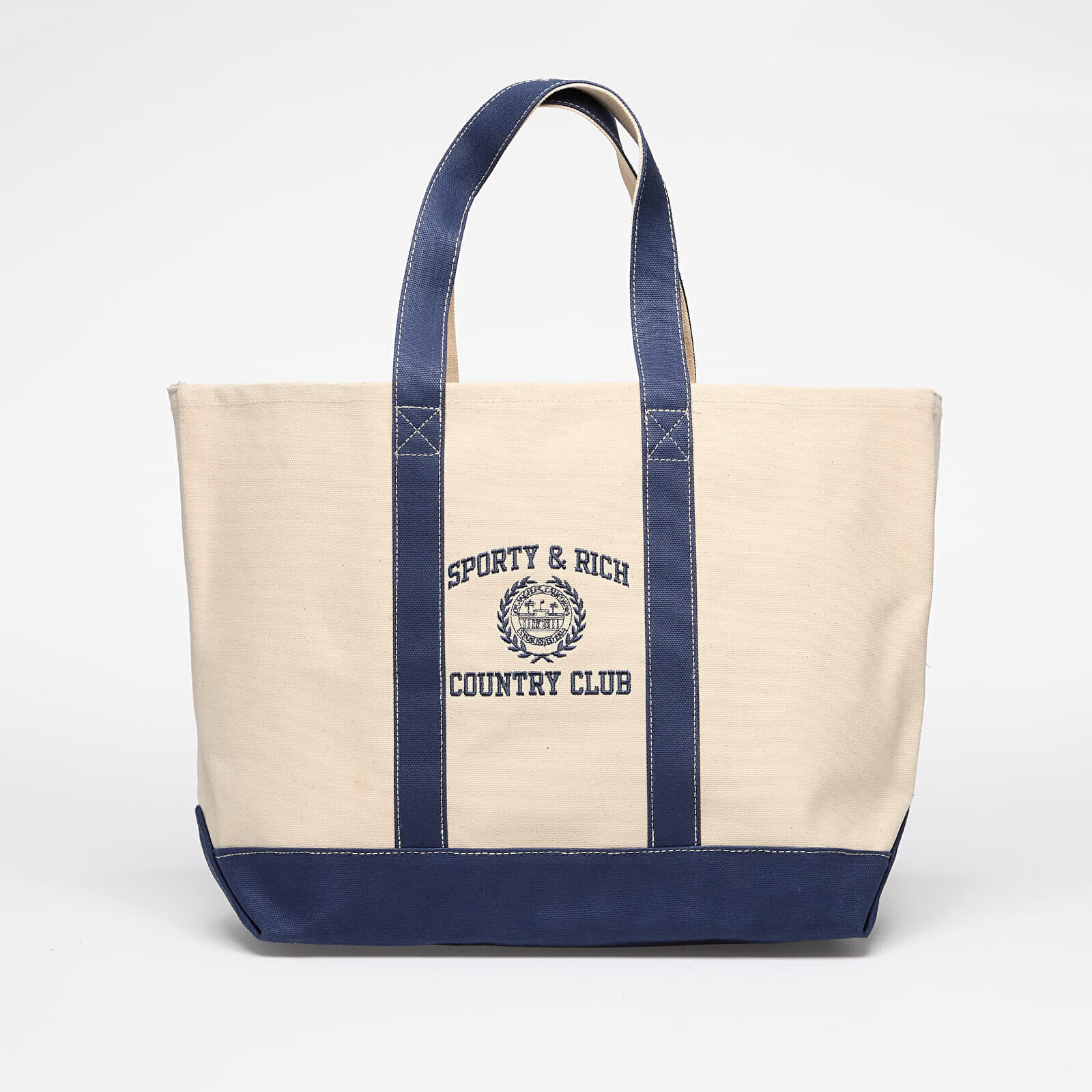 Taška Sporty & Rich Varsity Crest Two Tone Tote Bag UNISEX Natural/ Navy Universal