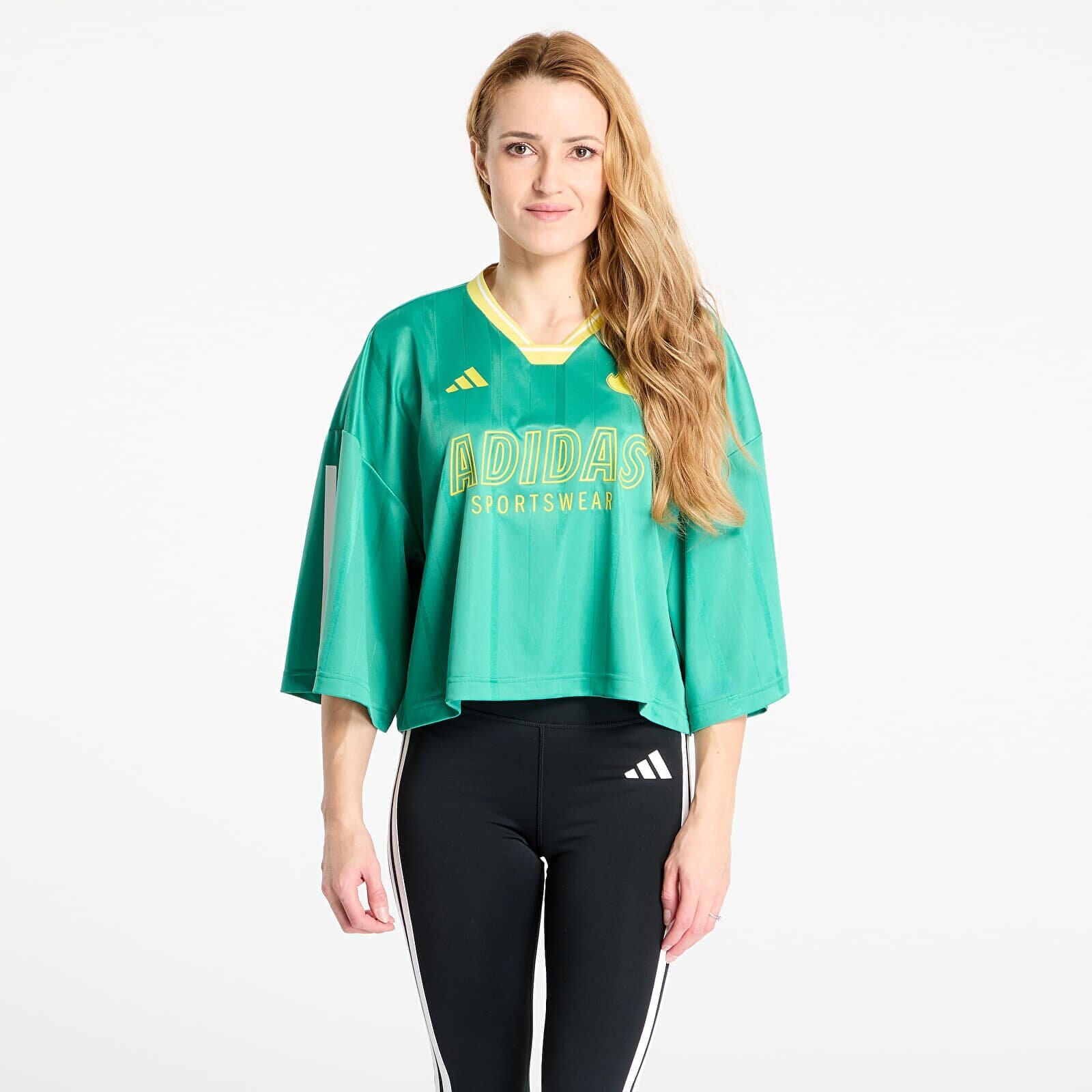 Dres adidas Tiro Cut 3 Stripes Oversized Mesh Jersey Semi Court Green/ Black/ Pure Sulfur XS