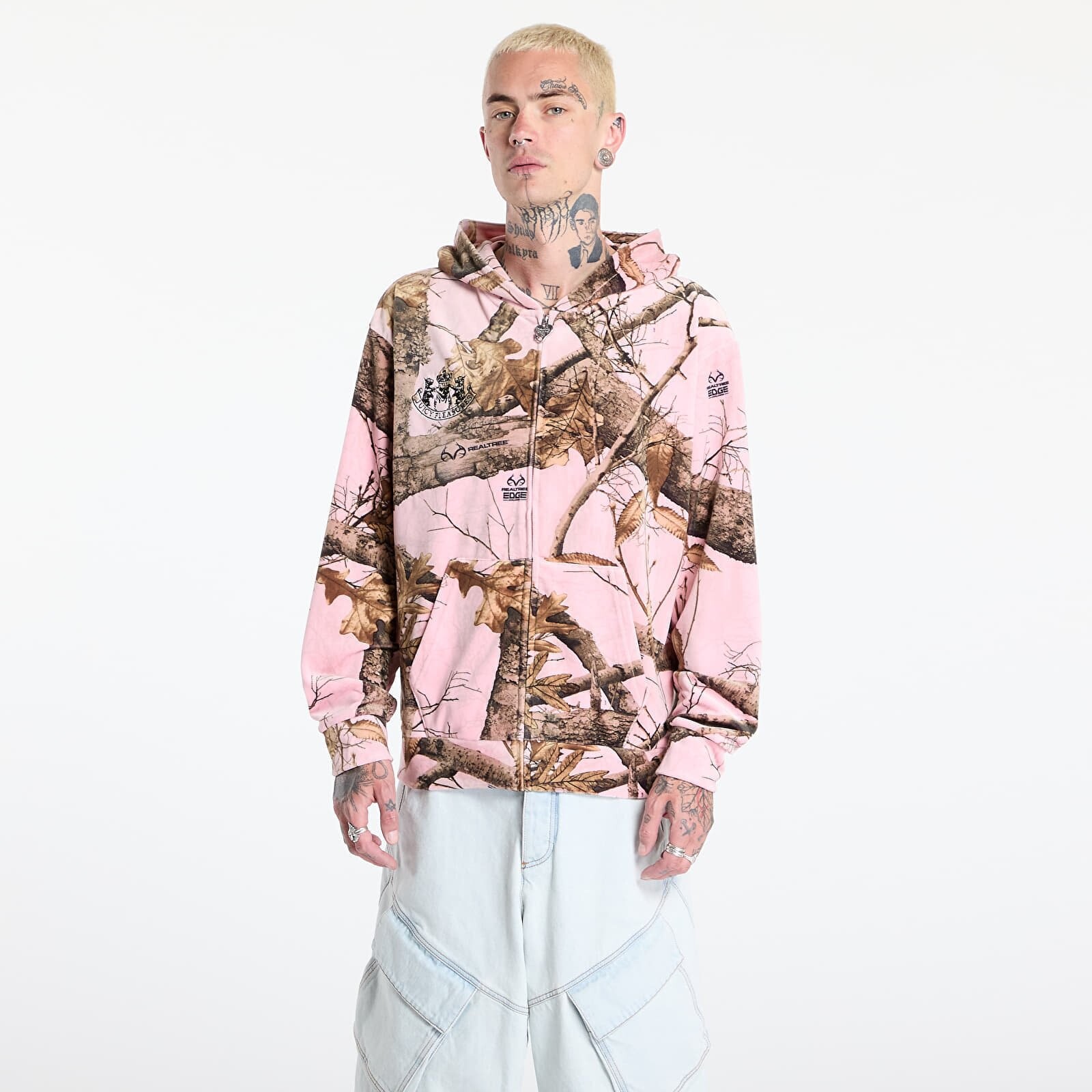Mikina PLEASURES Realtree Velour Hoodie Pink Edge M