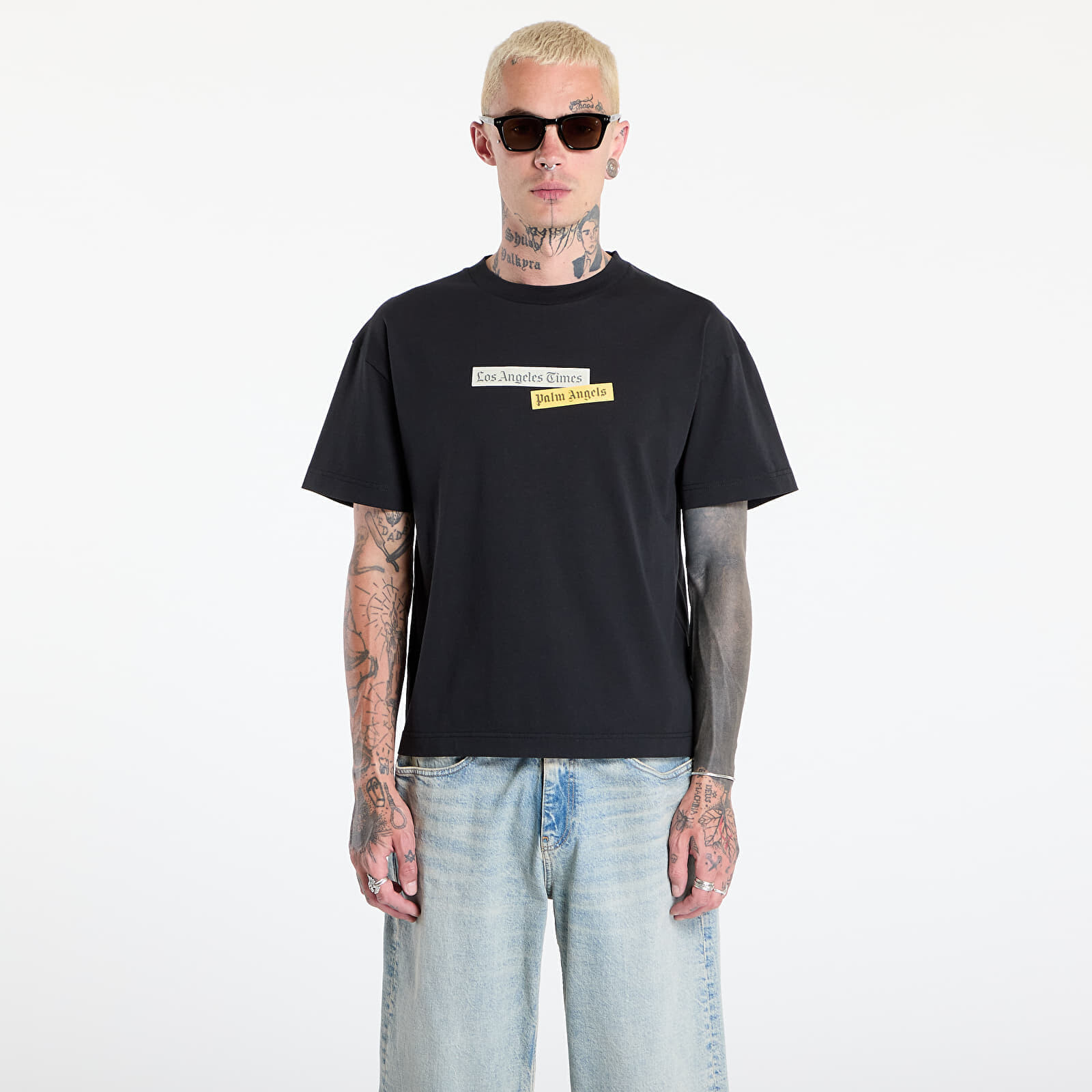Tričko Palm Angels Paxlatimes_Reg Tee Black/ Multicolor S