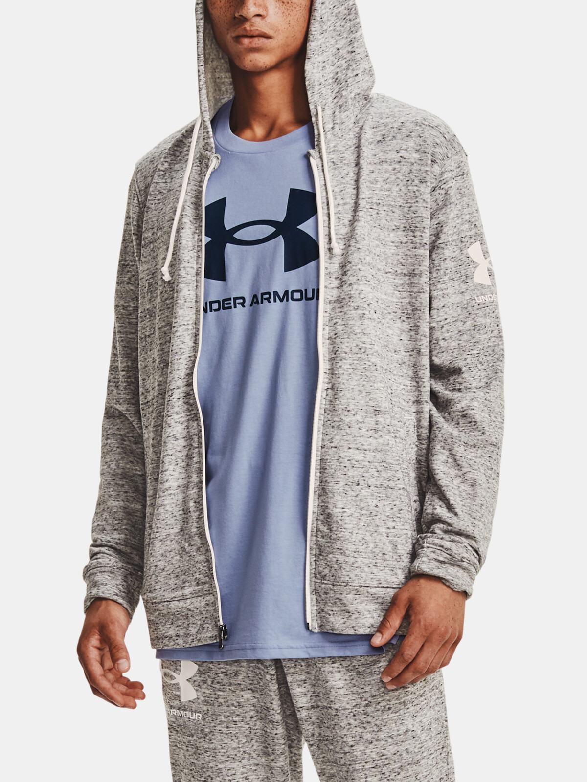 Under Armour Sweatshirt RIVAL TERRY FZ HD-WHT - Men's