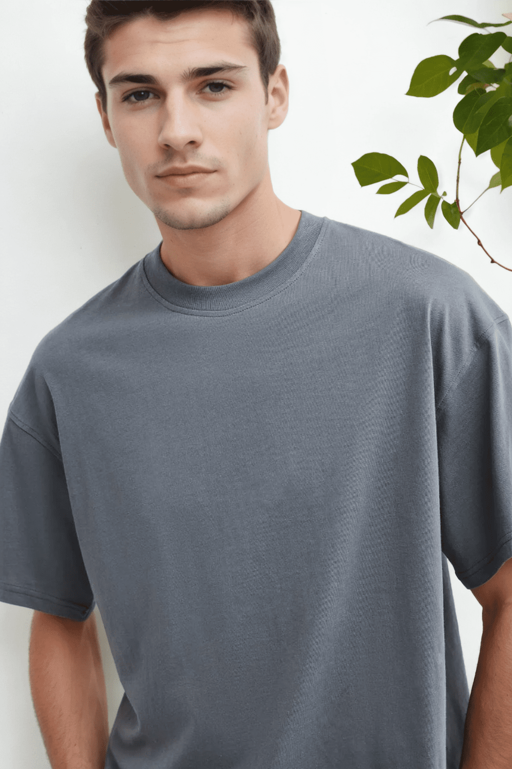 75226 Dewberry Mens Oversized Fit Crew Neck T-Shirt-DARK GREY