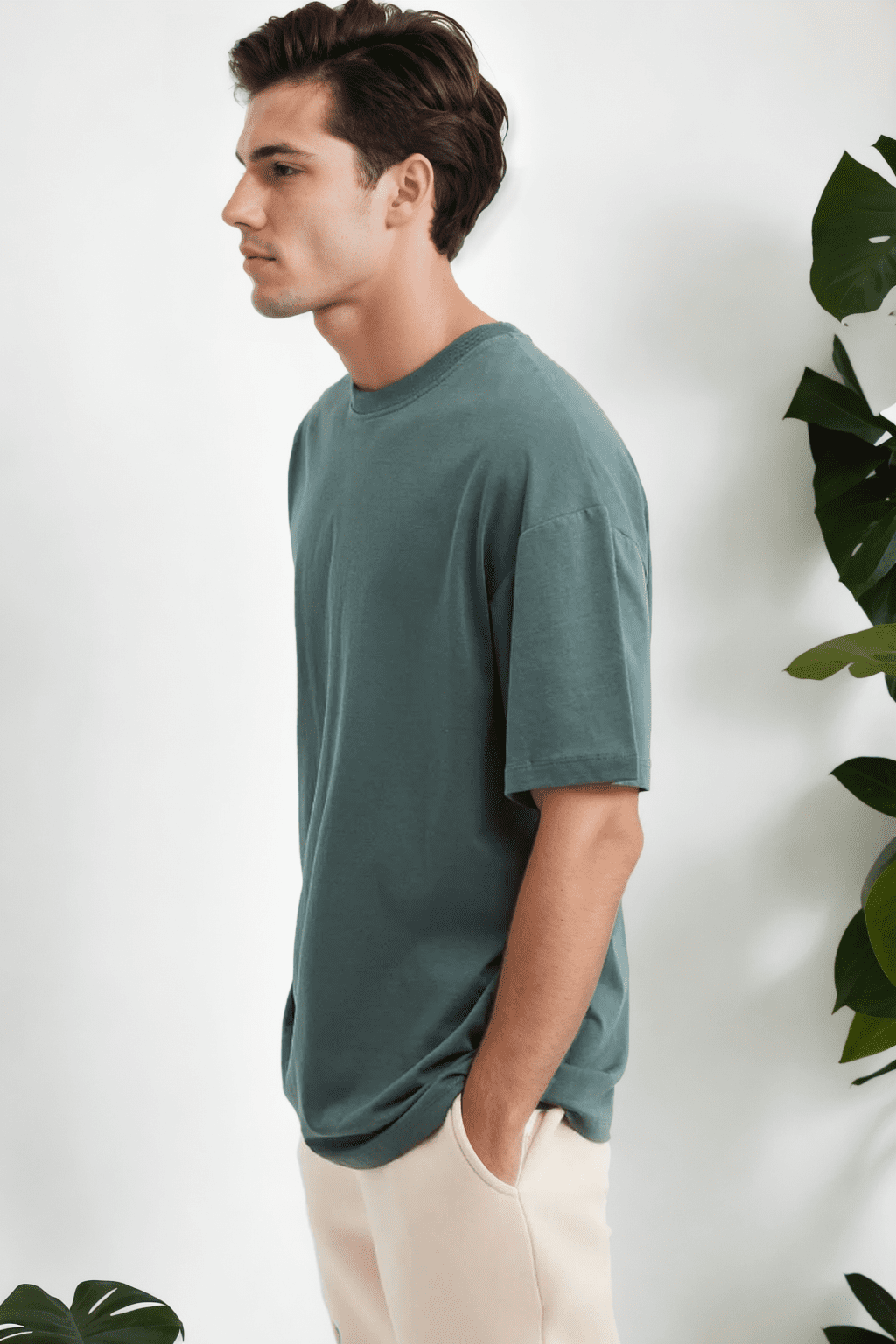 75226 Dewberry Mens Oversized Fit Crew Neck T-Shirt-DARK GREEN