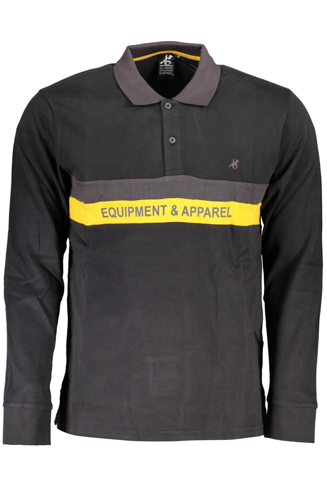 US GRAND POLO MEN'S LONG SLEEVED POLO SHIRT BLACK