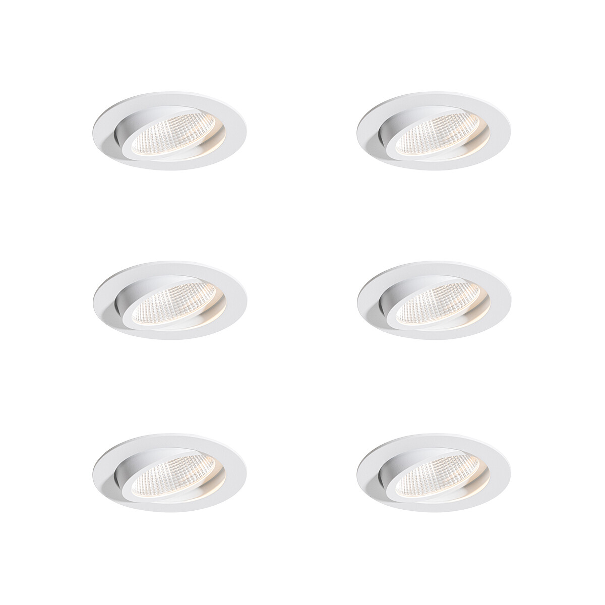 Sada 6 zapustených bodových svetiel biela 9,5 cm vrátane LED 1300 lm stmievateľné IP65 - Gaius