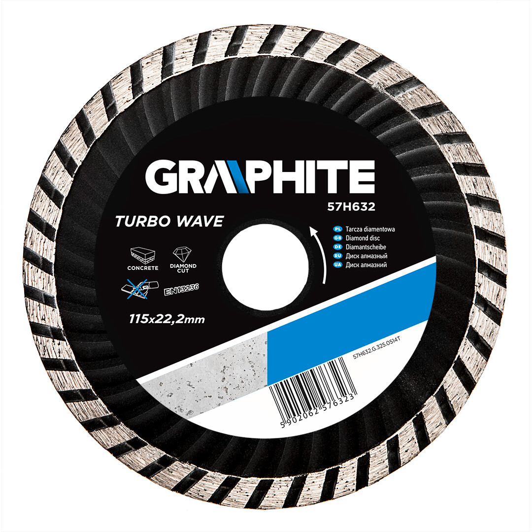 GRAPHITE Diamantový kotúč, 115 22.2 mm, Turbo, keramika 57H632