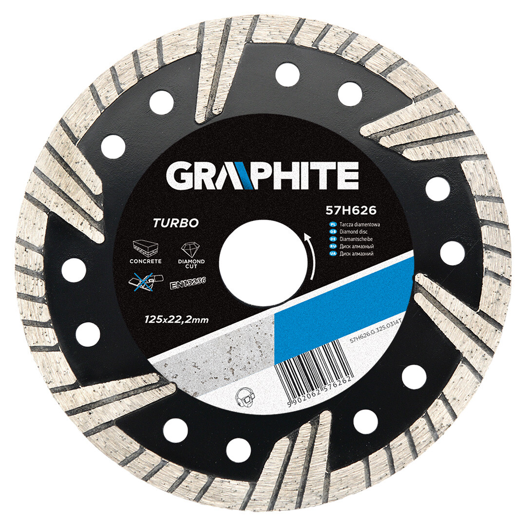 GRAPHITE Diamantový kotúč, 125 22.2 mm, Turbo 57H626