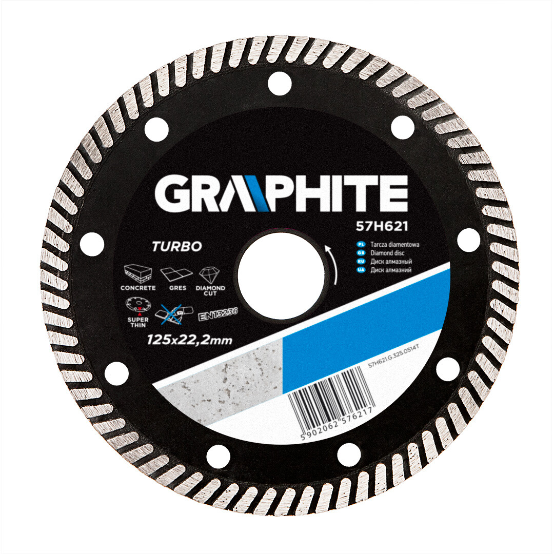 GRAPHITE Diamantový kotúč, 125 22.2 mm, Turbo, super tenký 57H621