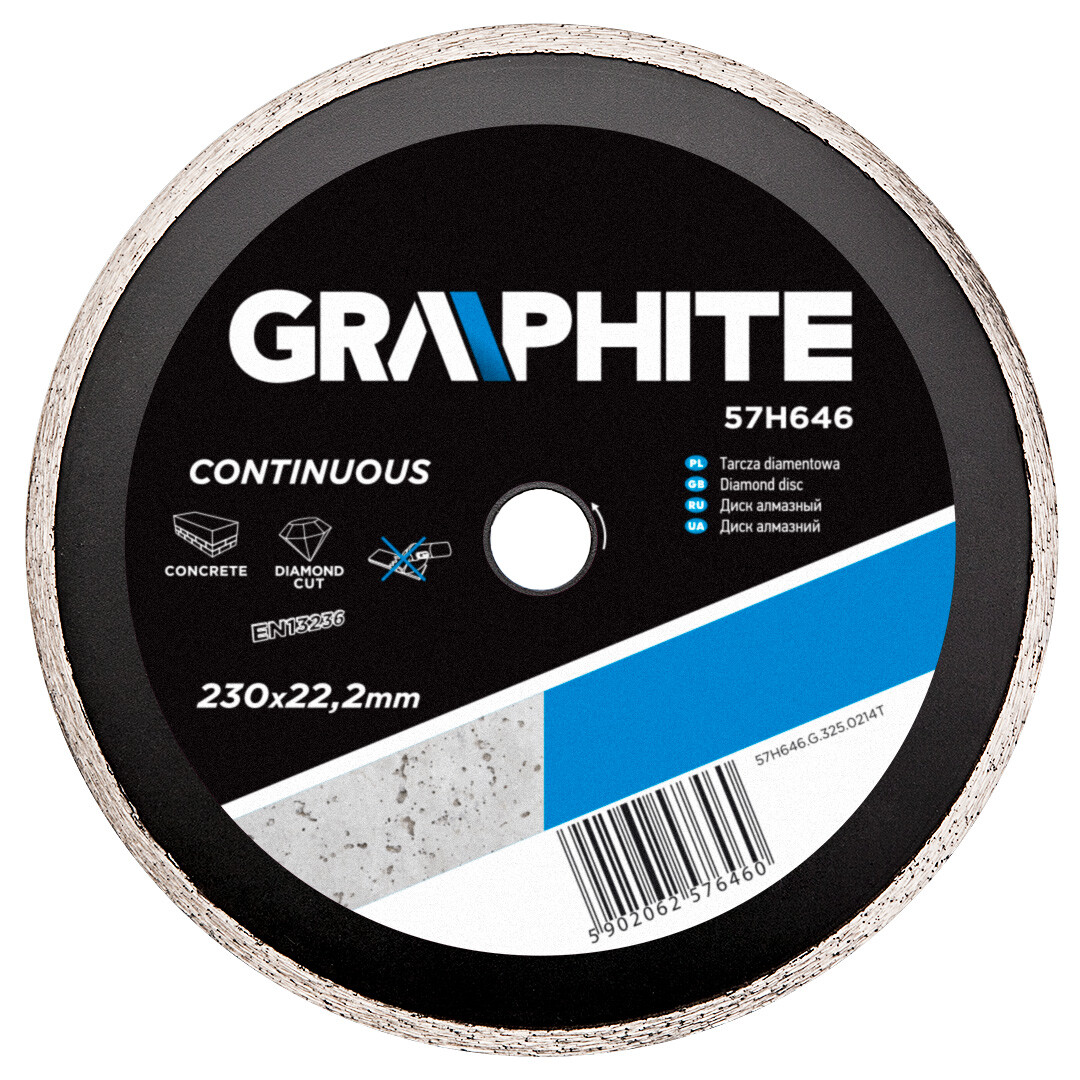 GRAPHITE Diamantový kotúč, 230 22.2 mm, kontinuálne RIM 57H646