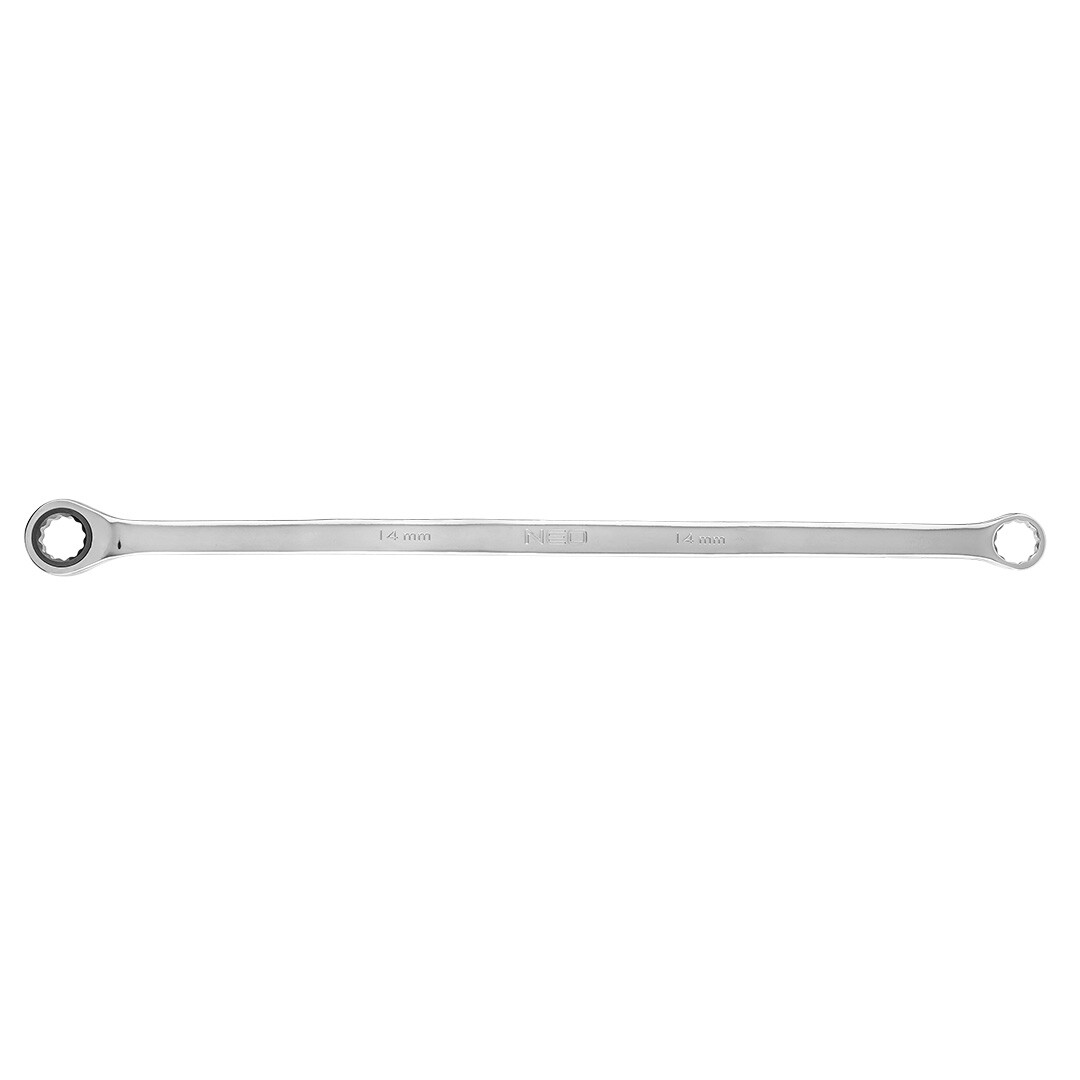 NEO TOOLS Kľúč s dvojitým krúžkom, s rohatkou, dlhý, 14 mm 09-364