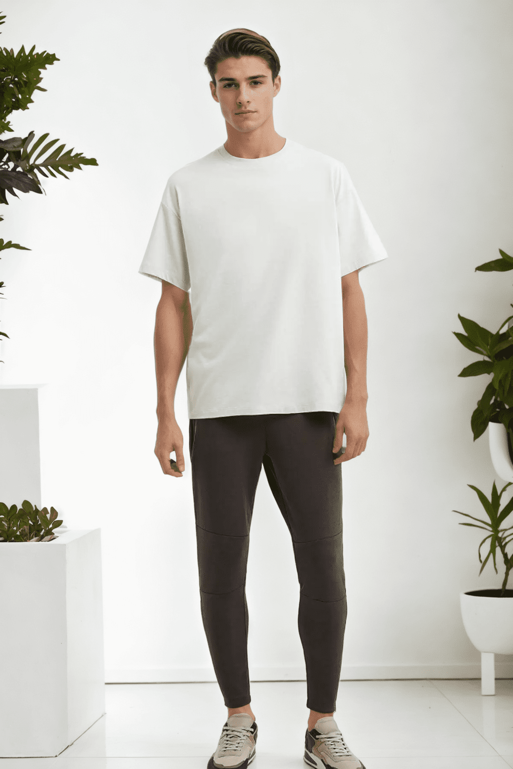 75226 Dewberry Mens Oversized Fit Crew Neck T-Shirt-WHITE