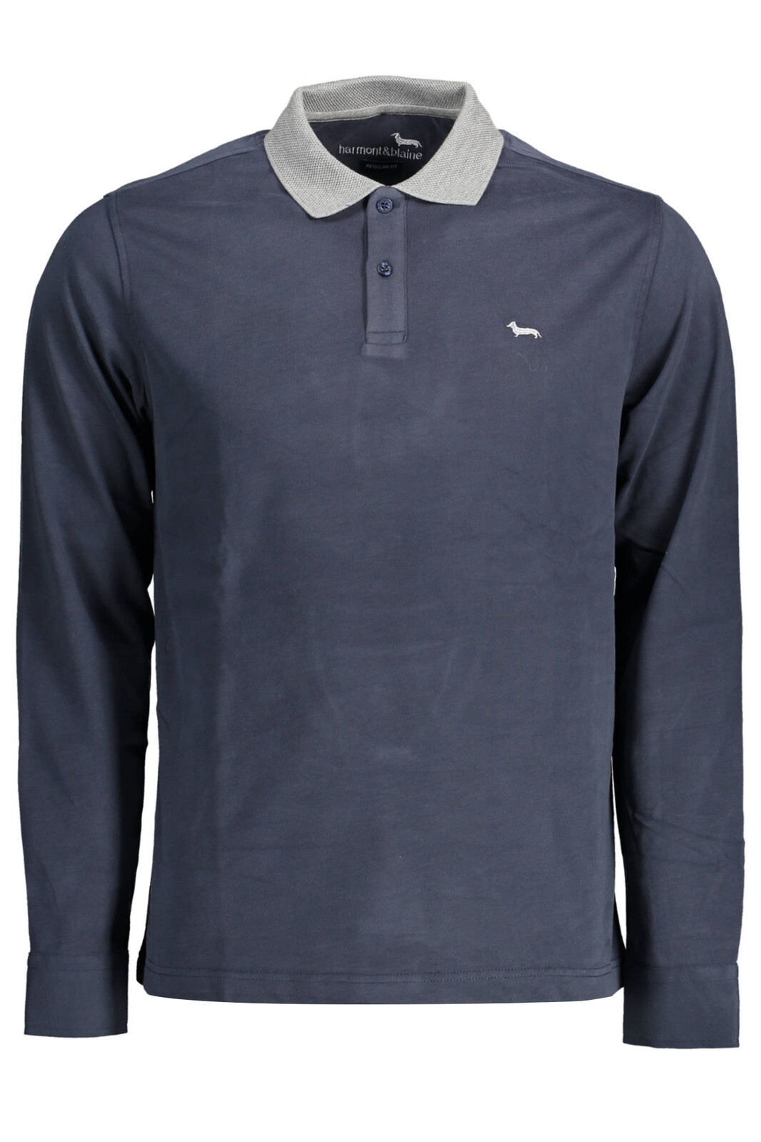HARMONT & BLAINE MEN'S BLUE LONG SLEEVE POLO SHIRT