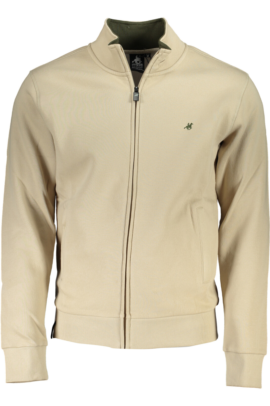 US GRAND POLO MEN'S BEIGE ZIP SWEATSHIRT