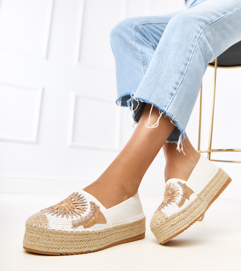 D/CEO White espadrilles with embroidery on a platform Lorina
