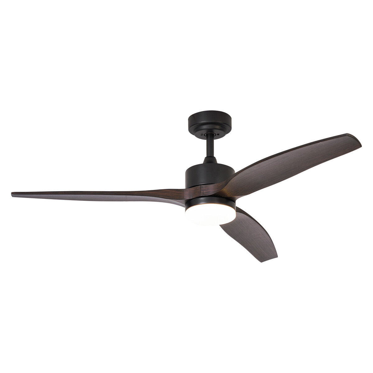 Inteligentný stropný ventilátor čierny s potlačou dreva 132 cm vrátane LED stmievateľného s diaľkovým ovládaním - Joly