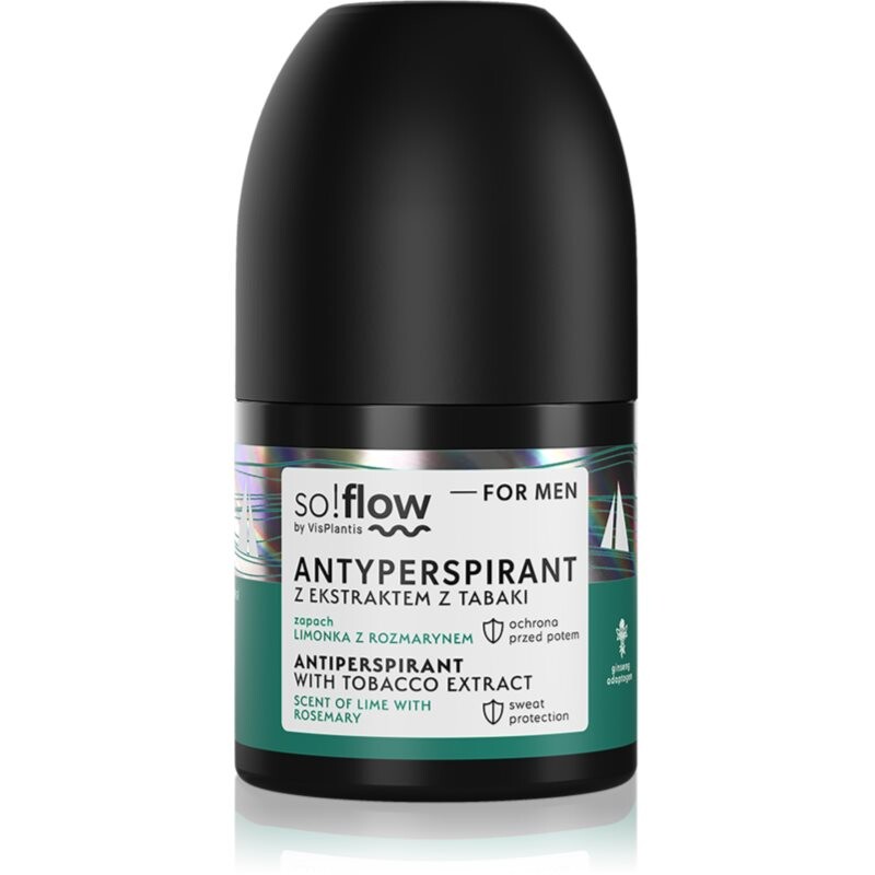 so!flow Men Antiperspirant antiperspirant roll-on pre mužov Tobacco extract scent of Lime with Rosemary 50 ml