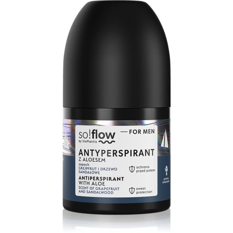 so!flow Men Antiperspirant antiperspirant roll-on pre mužov Aloe scent of Grapefruit and Sandalwood 50 ml