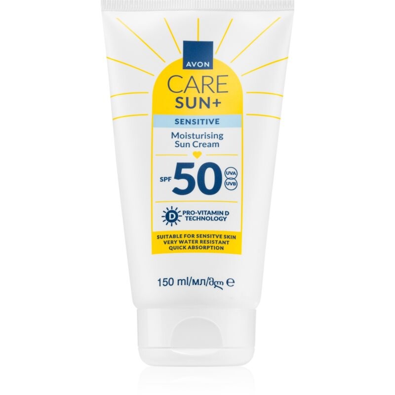 Avon Care Sun + Sensitive hydratačný krém na opaľovnie pre citlivú pleť SPF 50 150 ml