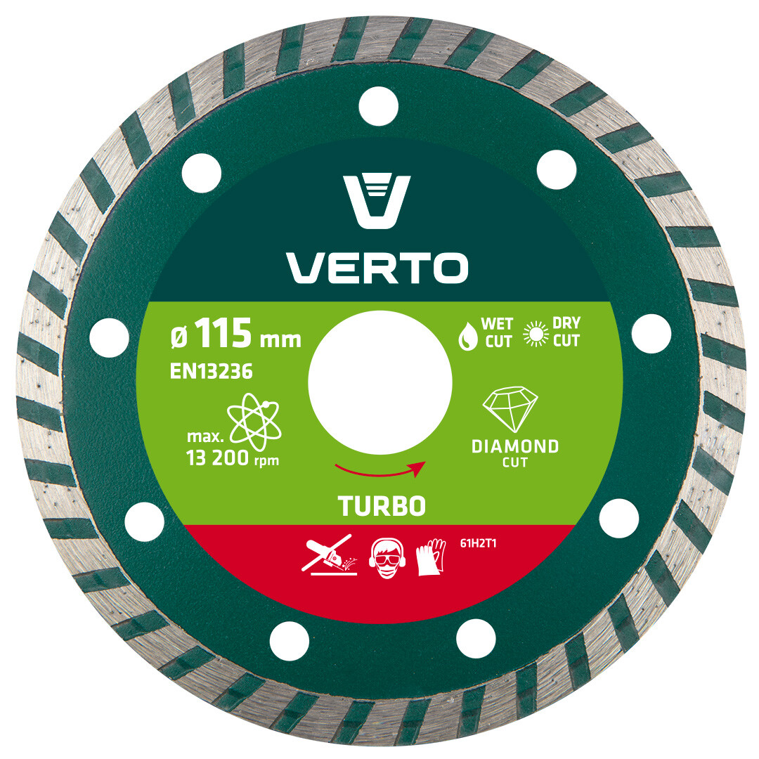VERTO Diamantový kotúč, 115 x 22.2 mm, Turbo 61H2T1