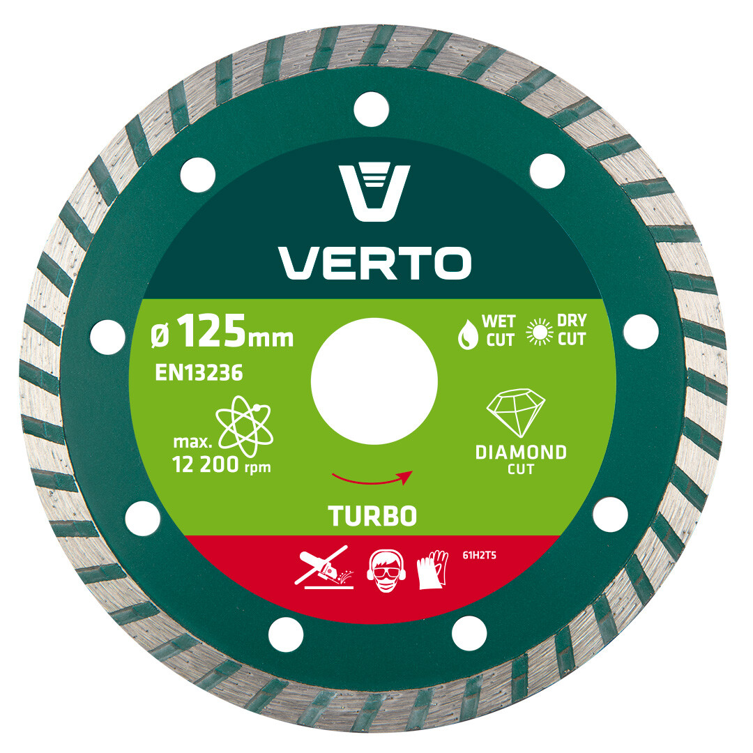 VERTO Diamantový kotúč, 125 x 22.2 mm, Turbo 61H2T5