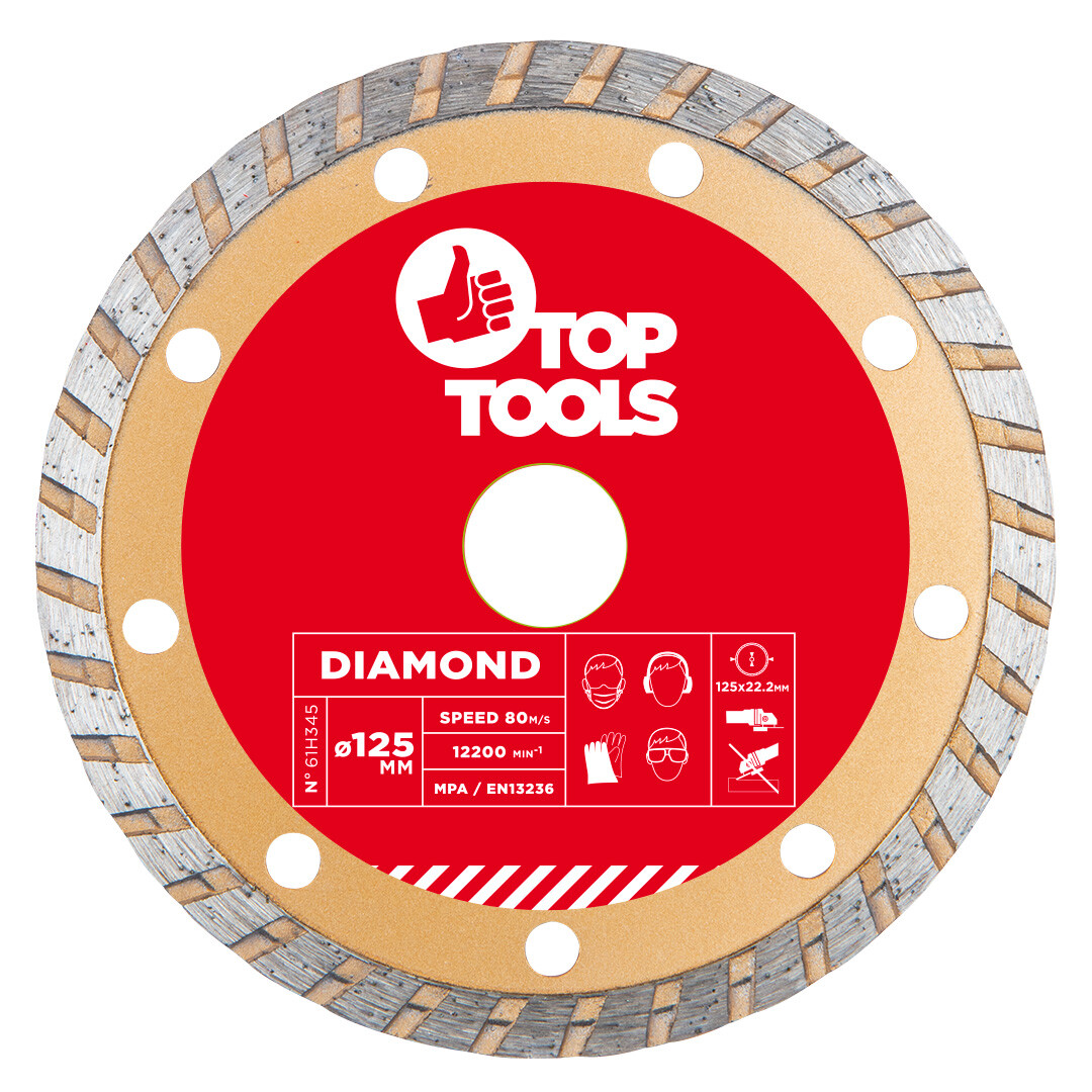 Top Tools Diamantový kotúč, 125 x 22.2 mm, Turbo 61H345