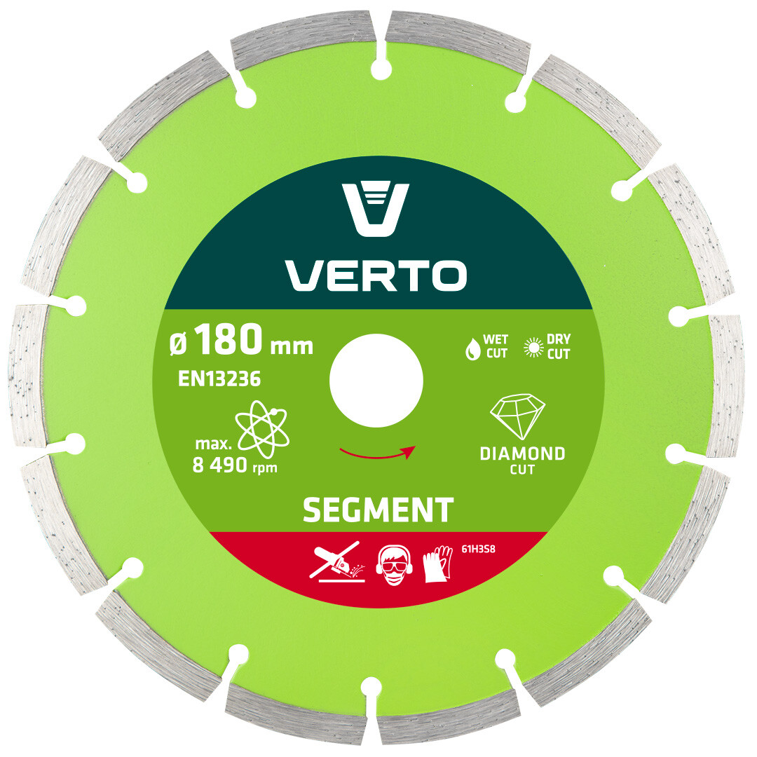 VERTO Diamantový kotúč, 180 x 22.2 mm, segment 61H3S8