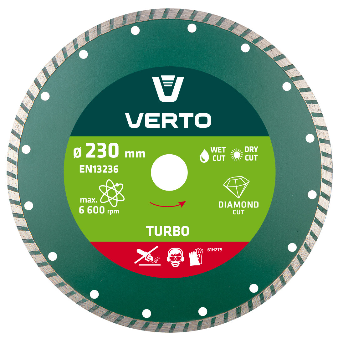 VERTO Diamantový kotúč, 230 x 22.2 mm, Turbo 61H2T9