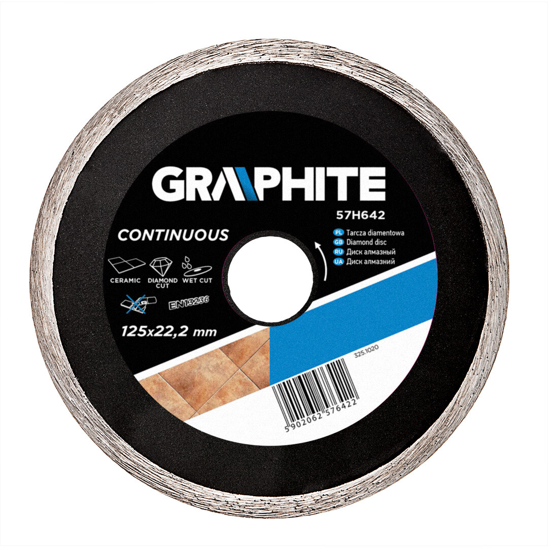 GRAPHITE Diamantový kotúč, 125 22.2 mm, kontinuálne RIM 57H642